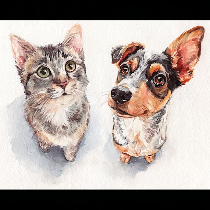 make realistic watercolor pet portrait painting