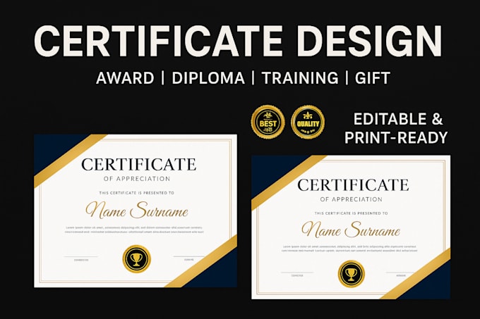 design custom certificate award, diploma, training, gift