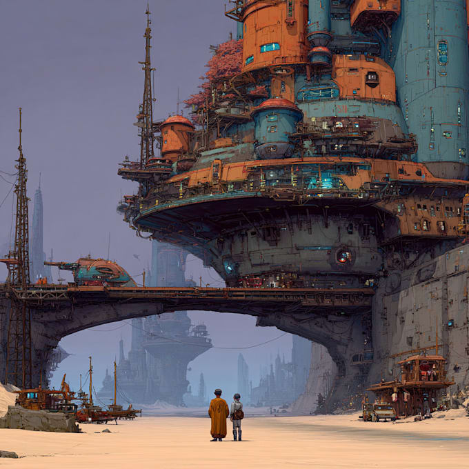 create a sci fi city art for games, books