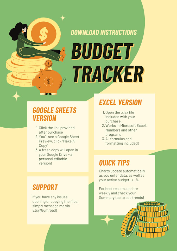 create a custom google sheets or excel budget tracker for your finances