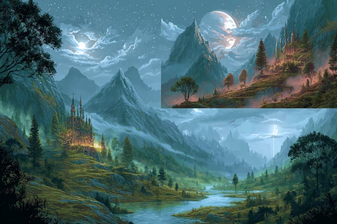 design detailed fantasy landscapes and environments