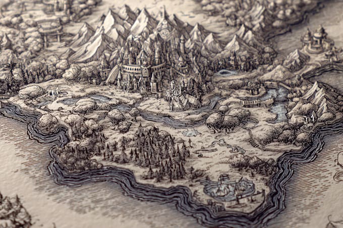 Design a fantasy map illustration by Lazarogreenlee | Fiverr
