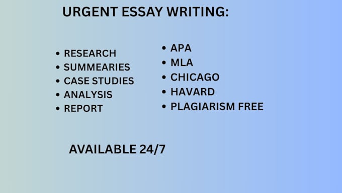 do essay writing, research and summary, case study analysis, report paper, apa
