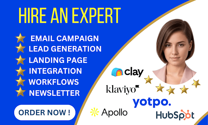 set up apollo,clay,hubspot,klaviyo or yotpo