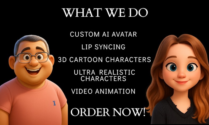 create custom ai avatars with lip syncing, 3d cartoon and realistic animation
