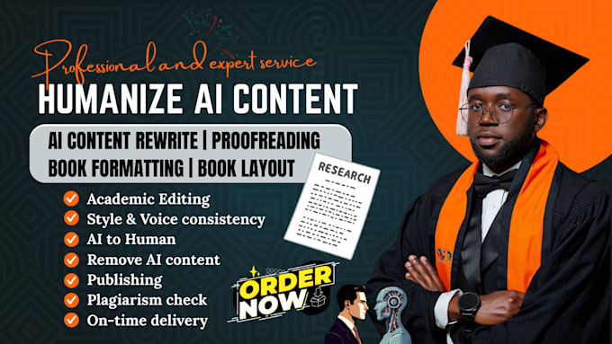 proofread, edit, humanize ai, fact checking, plagiarism check, academic editing