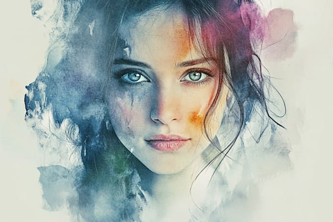 draw handmade watercolor portrait