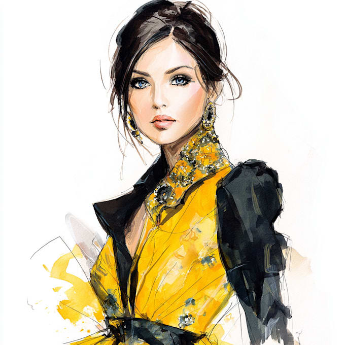 draw a realistic fashion illustration