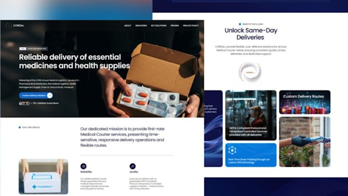 build medical courier website, courier website, healthcare website