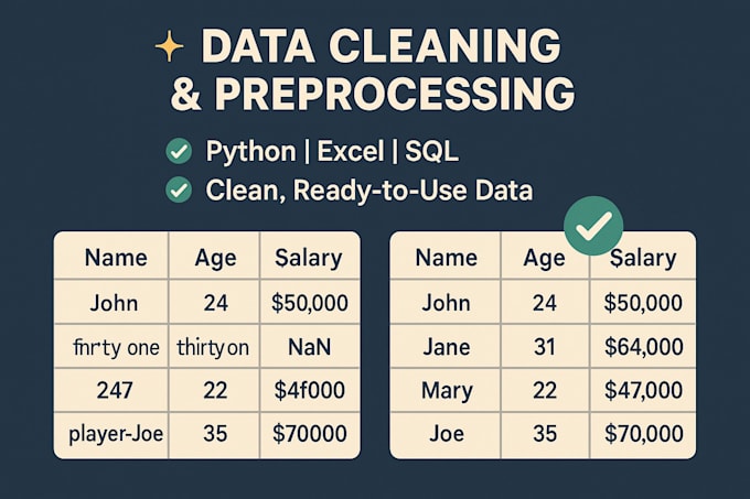 handle data cleaning, formatting, and preprocessing in python, excel, sql
