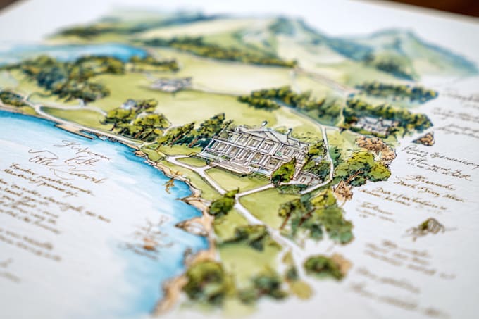 do custom watercolor wedding map