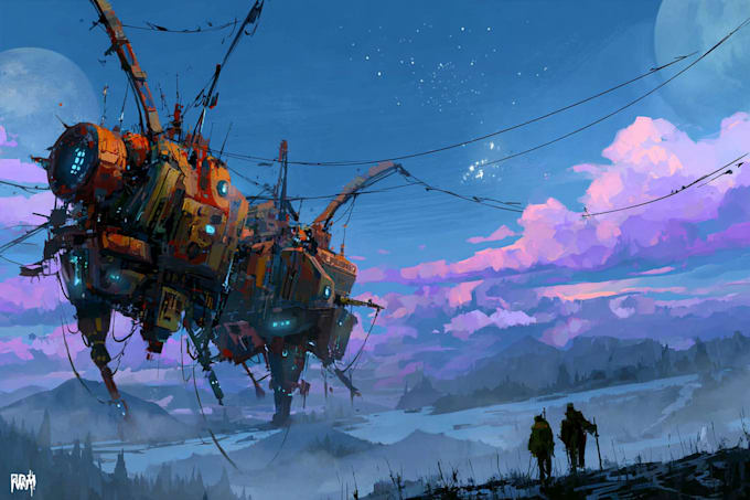 Dibujar ilustraciones de ciencia ficción y arte de ciencia ficción.