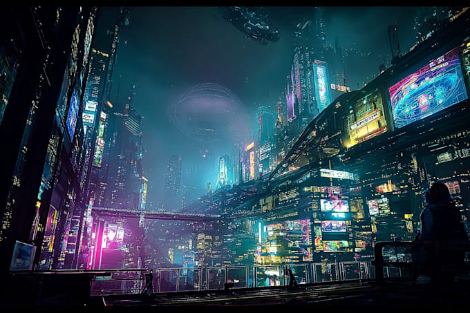 Make a illustration of futuristic cyberpunk city by Paetraxon | Fiverr