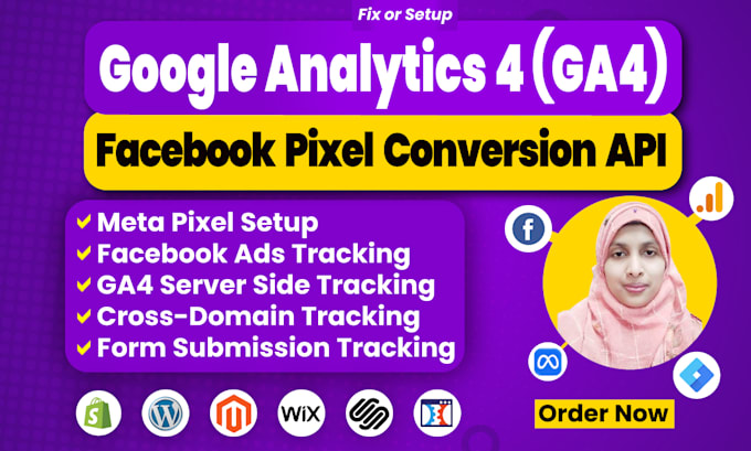 setup ga4, facebook pixel conversion API and server tracking