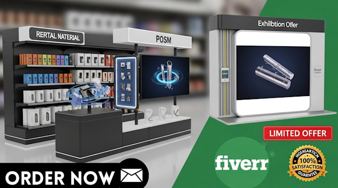 Booth Display Posm Do 3d photorealistic, product display, countertop, pop posm and ...