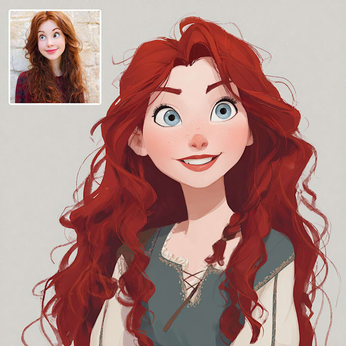 do a cute disney cartoon portrait
