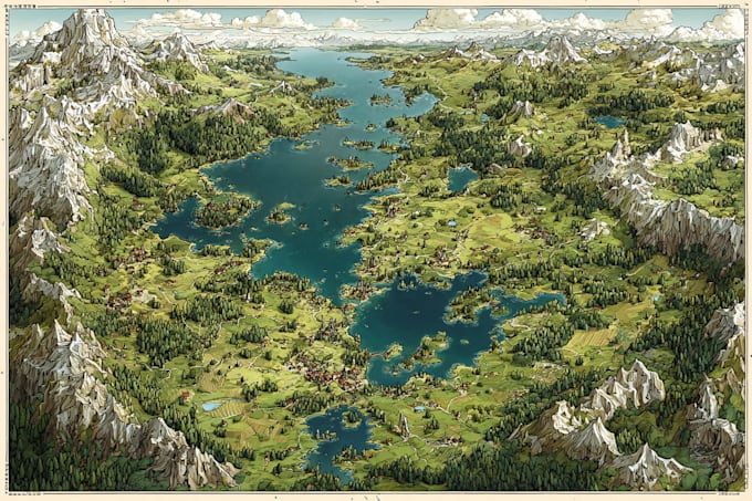 draw a fantasy map illustration