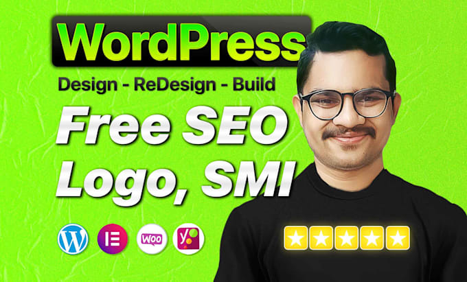 build wordpress website with free logo, SEO, smi