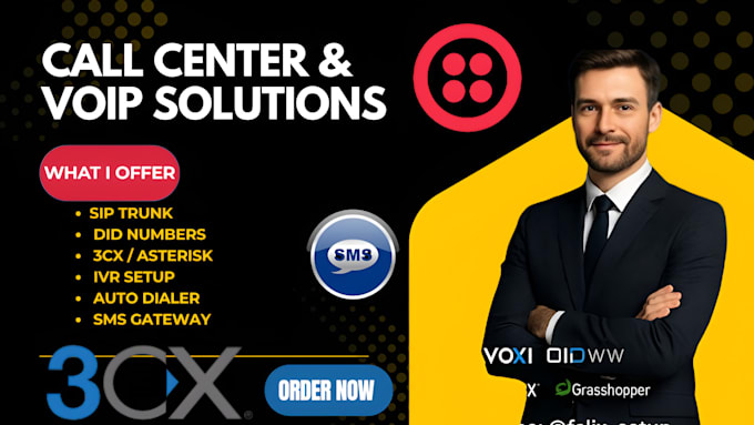 voip call center setup with sip, 3cx, did,IVR and autodialer