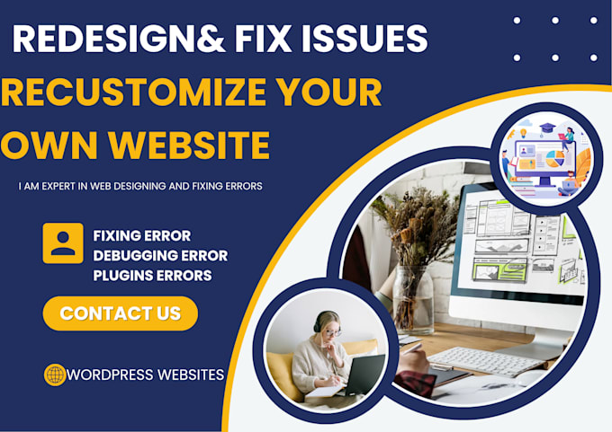 redesign ,fix ,customize websites