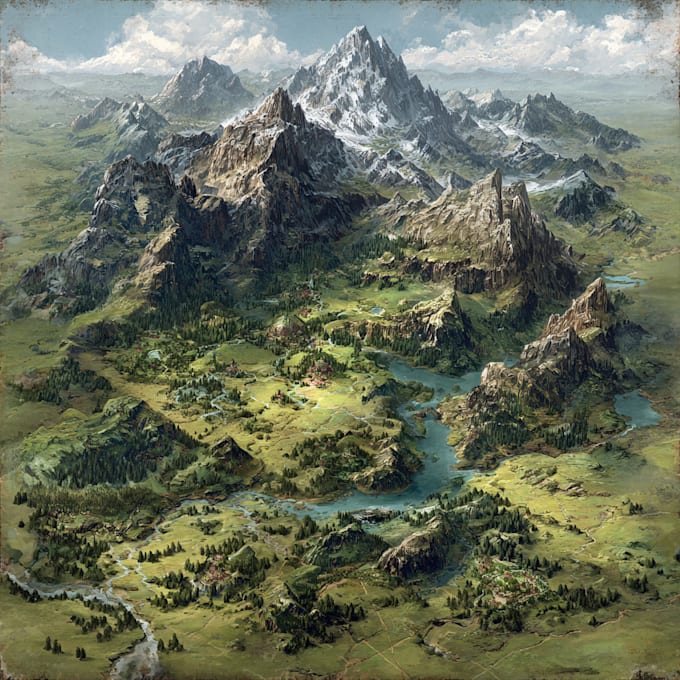 Create a high quality detailed fantasy map for dnd and fiction by ...