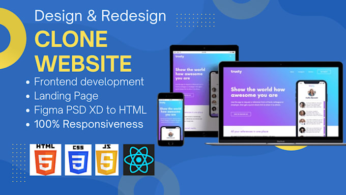copy clone website or create landing page using HTML CSS js react js tailwindcss