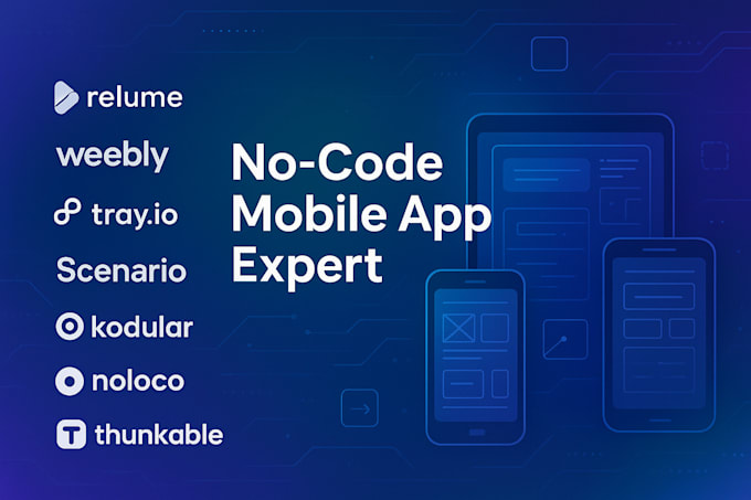 build kodular, noloco weebly relume tray io, goodbarber thunkable mobile app mvp