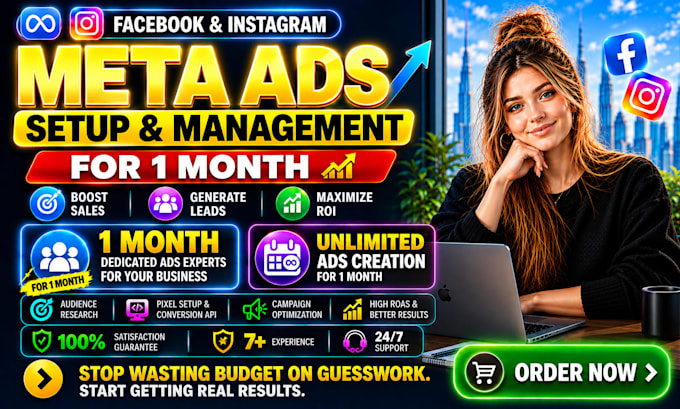 set up facebook and instagram ads campaign for the whole month