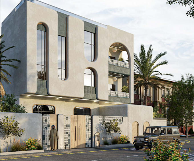transform ancient house to modern building,cgi mansion,facade villa,8k rendering