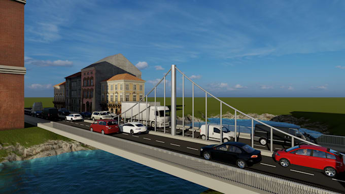 design 3d model of a bridge