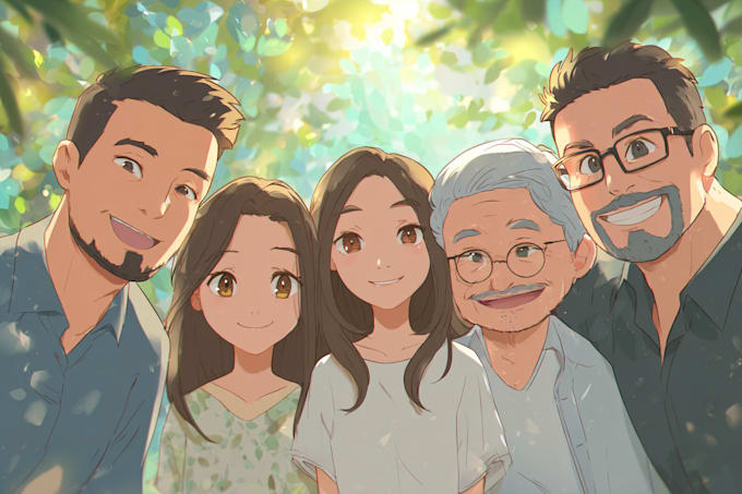 make unique anime family illustrations for gifts