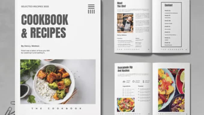 design and format cookbook, recipe book, ebook, kindle, paperback, menu layout