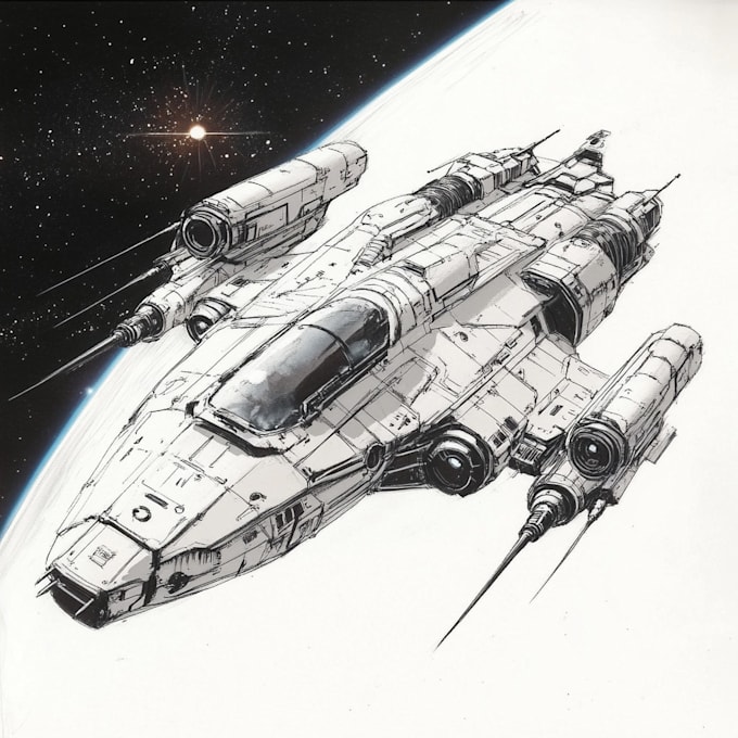 draw sci fi spaceship design