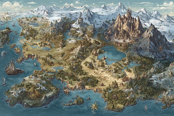 draw a fantasy map illustration