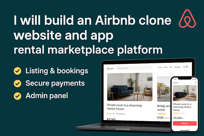 build an airbnb clone website and app rental marketplace platform