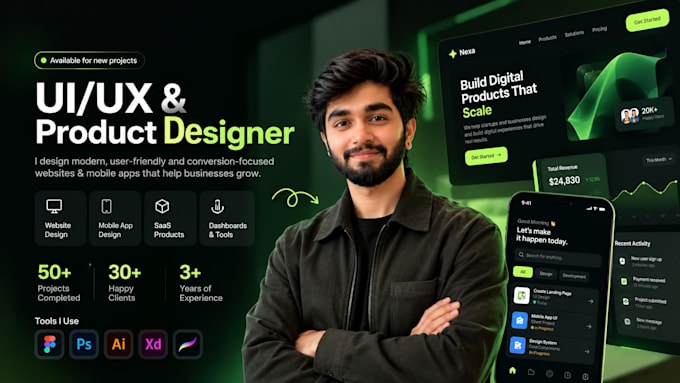 do UI UX design, website, dashboard, mobile app UI UX design