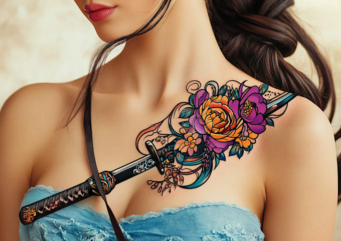 create a professional anime or cartoon tattoo design