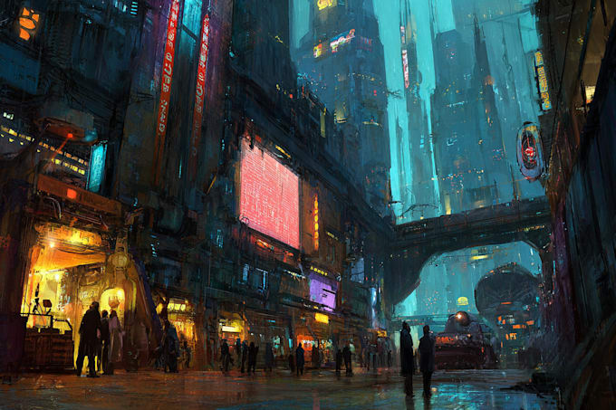 Did futuristic robots and pilots cyberpunk concept art by Hriscott | Fiverr