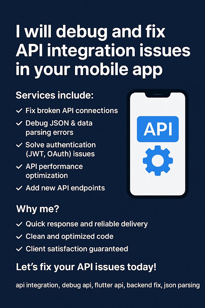 debug and fix API integration issues in your mobile app