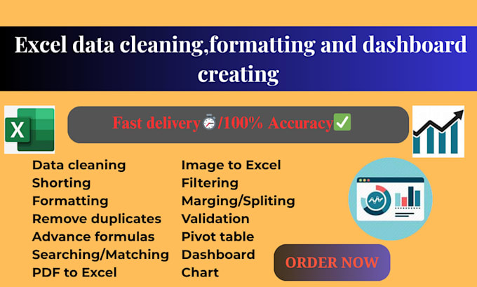 be your excel expert for data cleaning, analysis, dashboard