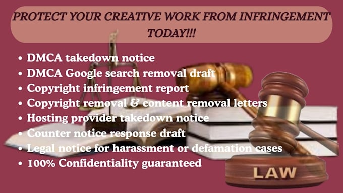 draft professional dmca takedown notice and copyright infringement letters