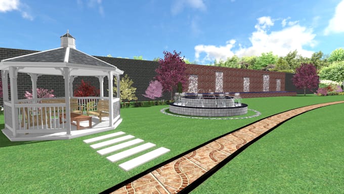 make realistic 3d park landscape design