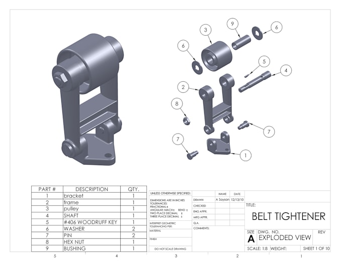 Provide 2d mechanical engineering solution and engineering drawings in ...