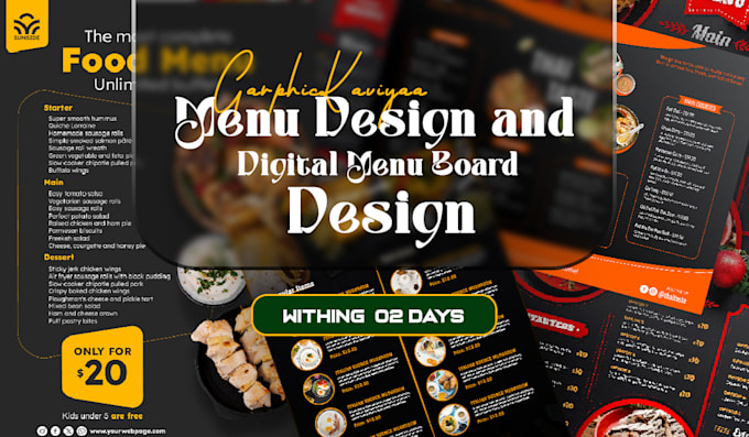 professional creative menu design for restaurants, cafe, bar