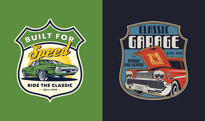 do vintage classic car t shirt logo design