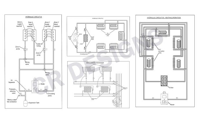 2d drawings for hydraulic and pneumatic systems