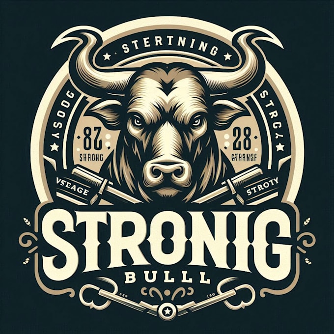 Design high quality strong bull vintage logo with t shirt design by ...