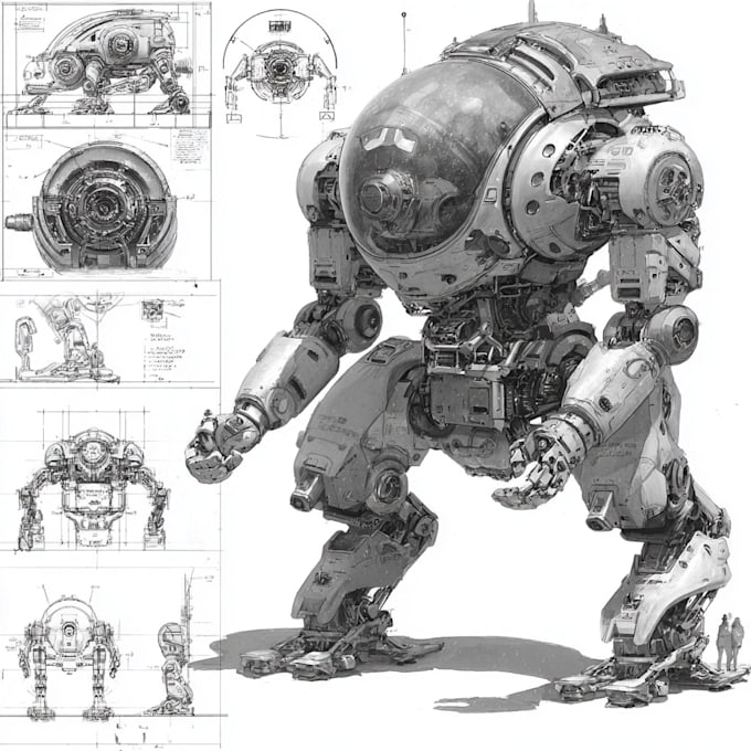 draw or design mechs robots concepts