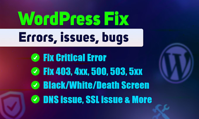 fix wordpress issues, wordpress bug fix, fix wordpress error