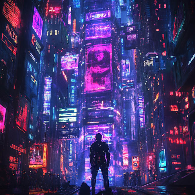 do a cyberpunk futuristic city